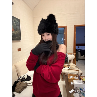 圣诞氛围感拉满超绝版 shop 型瘦瘦露肩100%羊毛毛衣 yaya Here