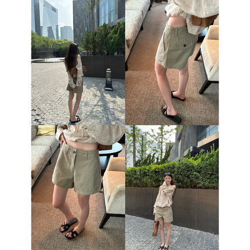Here yaya shop 颜色很好看黄金比例有质感重工水洗棉质工装短裤