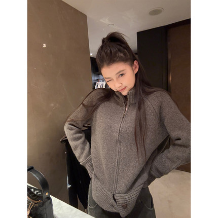 Here yaya shop12.8乌木沉香重工系列高克重100%绵羊毛时髦感毛衣