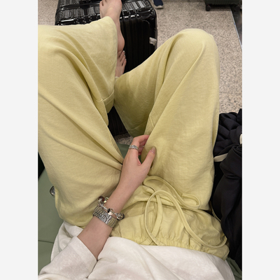Here yaya shop 本期强推素颜裤淡人松弛感穿搭天丝+亚麻垂垂裤女