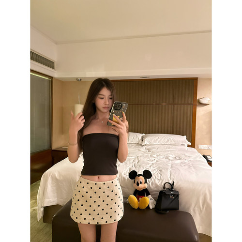 Here yaya shop 法式俏皮定制波点穿起来很美显比例亚麻挺括裙裤