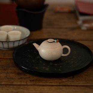 原矿白玉段泥巨轮珠壶 手工功夫茶泡茶壶小容量家用可爱日式急须