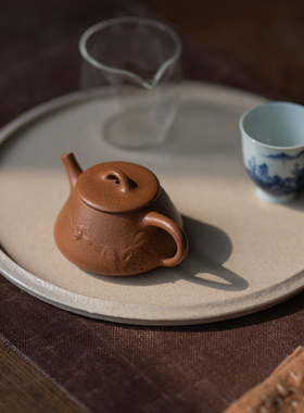 宜兴紫砂壶  原矿金黄段泥 原创作品 纯手工 云峰石瓢壶 115cc