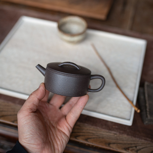 特价福利宜兴 紫砂壶 大口小容量汉瓦壶原矿老紫泥金黄段一人小壶