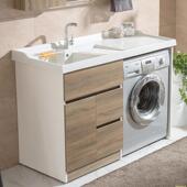 实木洗衣机柜阳台洗衣柜组合高低盆带搓板台盆池一体伴侣浴室柜