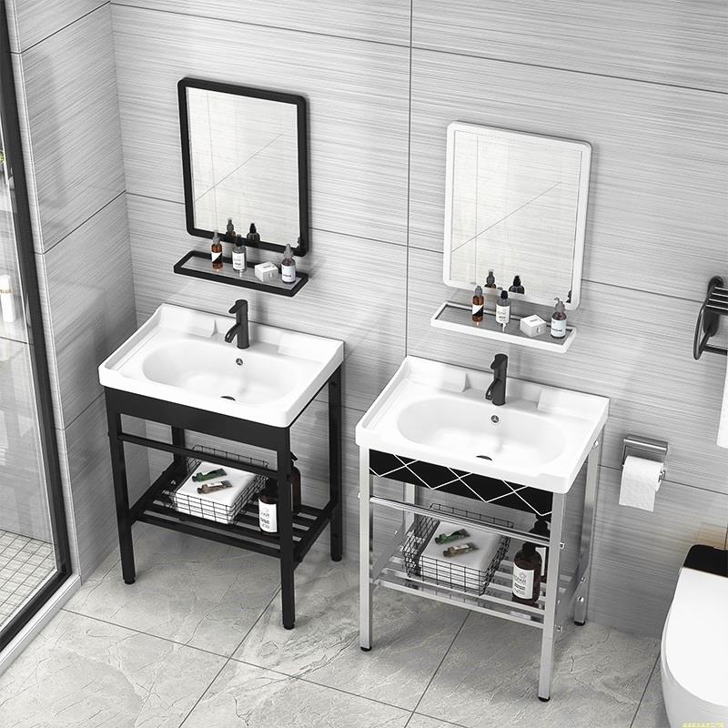 落地式支架小户型洗漱台面盆不锈钢卫生间陶瓷洗手盆洗脸盆立柱盆