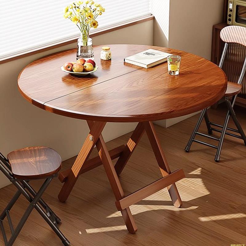 折叠桌家用吃饭桌子户外便携摆摊桌多功能简易小圆桌出租房餐桌椅