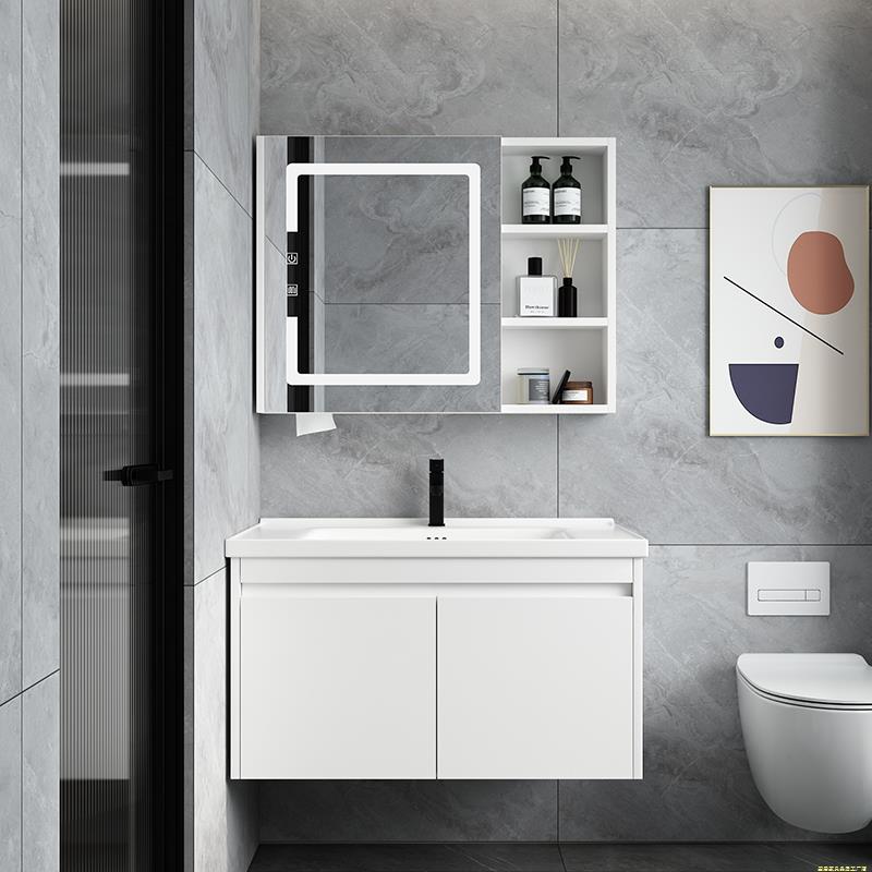 小户型多层实木浴室柜卫生间洗手盆柜组合35cm小尺寸挂墙式洗漱台