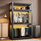 家用简易衣柜开放式 置物架 出租房卧室金属铁艺衣橱角钢挂衣架组装