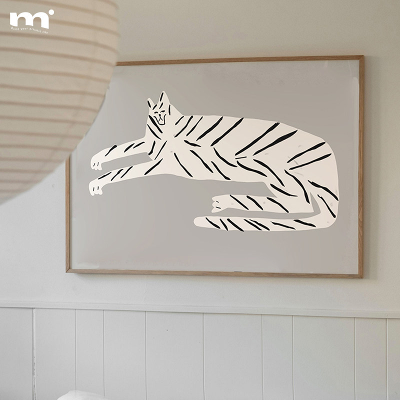 侘寂风客厅沙发背景墙挂画抽象艺术动物画极简北欧风墙面装饰壁画,家居饰品,现代装饰画,淘宝优惠券,粉丝福利购,淘宝优惠卷