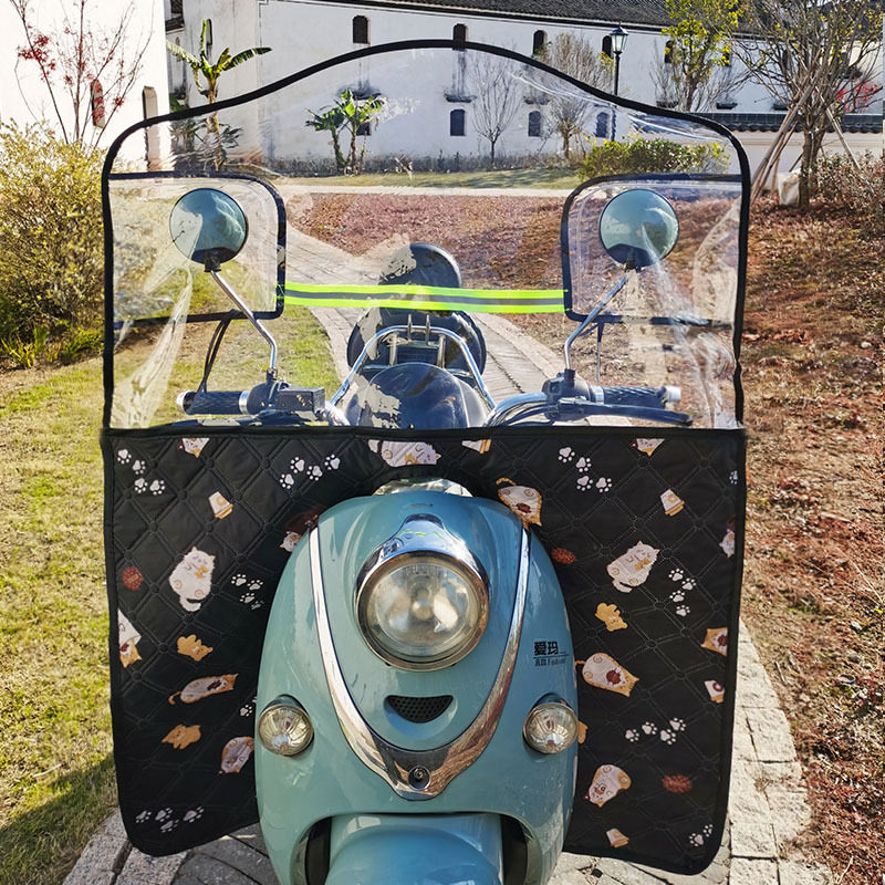 电动车挡风前挡风板可拆卸 pvc加厚高摩托车挡风罩挡风被保暖