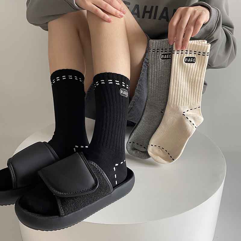 秋冬配鲨鱼裤的女棉潮流个性长袜