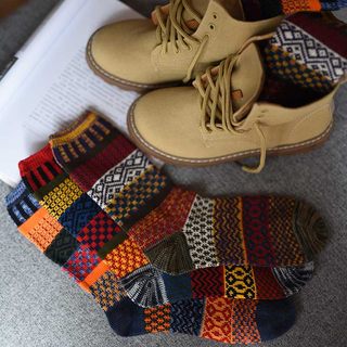 民族风配马丁靴的袜子男女复古堆堆袜男士高帮潮流搭配中筒袜秋冬