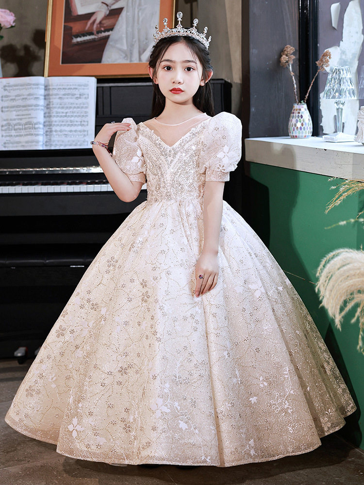 儿童礼服公主裙气质女童轻奢小众花童婚礼小女孩生日主持人演出服