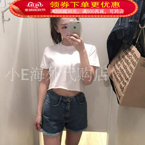 现货美国american apparel AA水洗做旧毛边牛仔短裤
