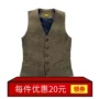 京 绣 春秋 New England thời trang retro nam vest mỏng phù hợp với vest vest kẻ sọc giản dị - Dệt kim Vest cardigan nam 