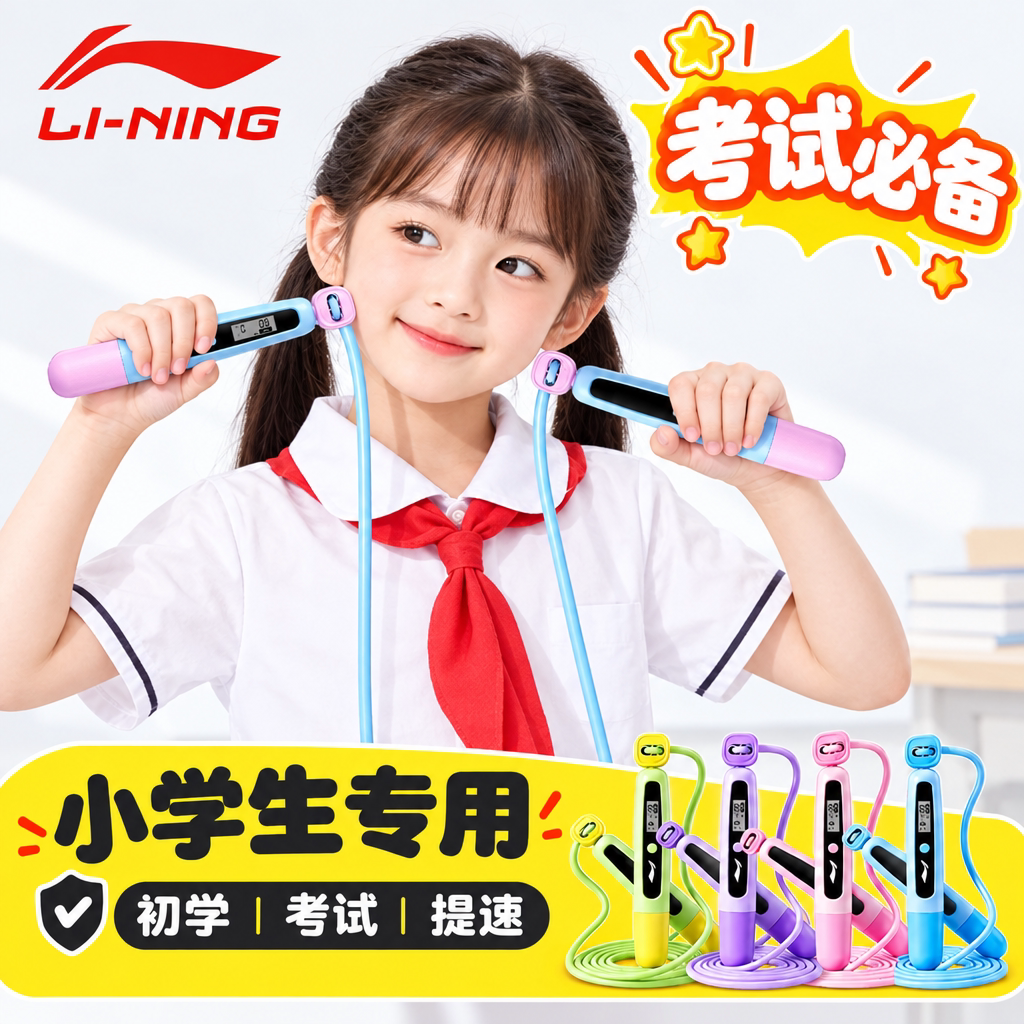 李宁计数跳绳儿童小学生专用一年级体育中考试竞速幼儿园初学计时