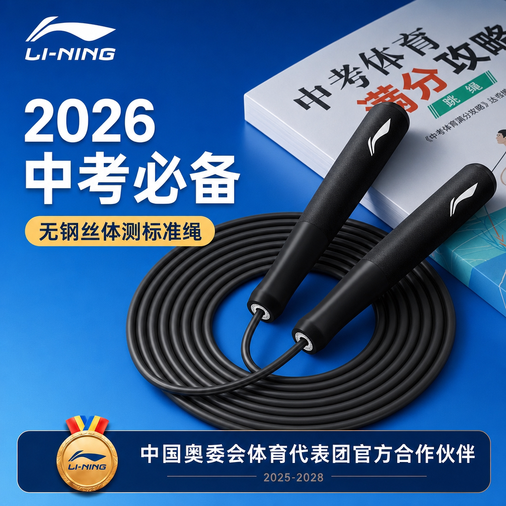 李宁跳绳中考专用学生初三2026体育考试标准款轴承竞速pvc橡胶绳