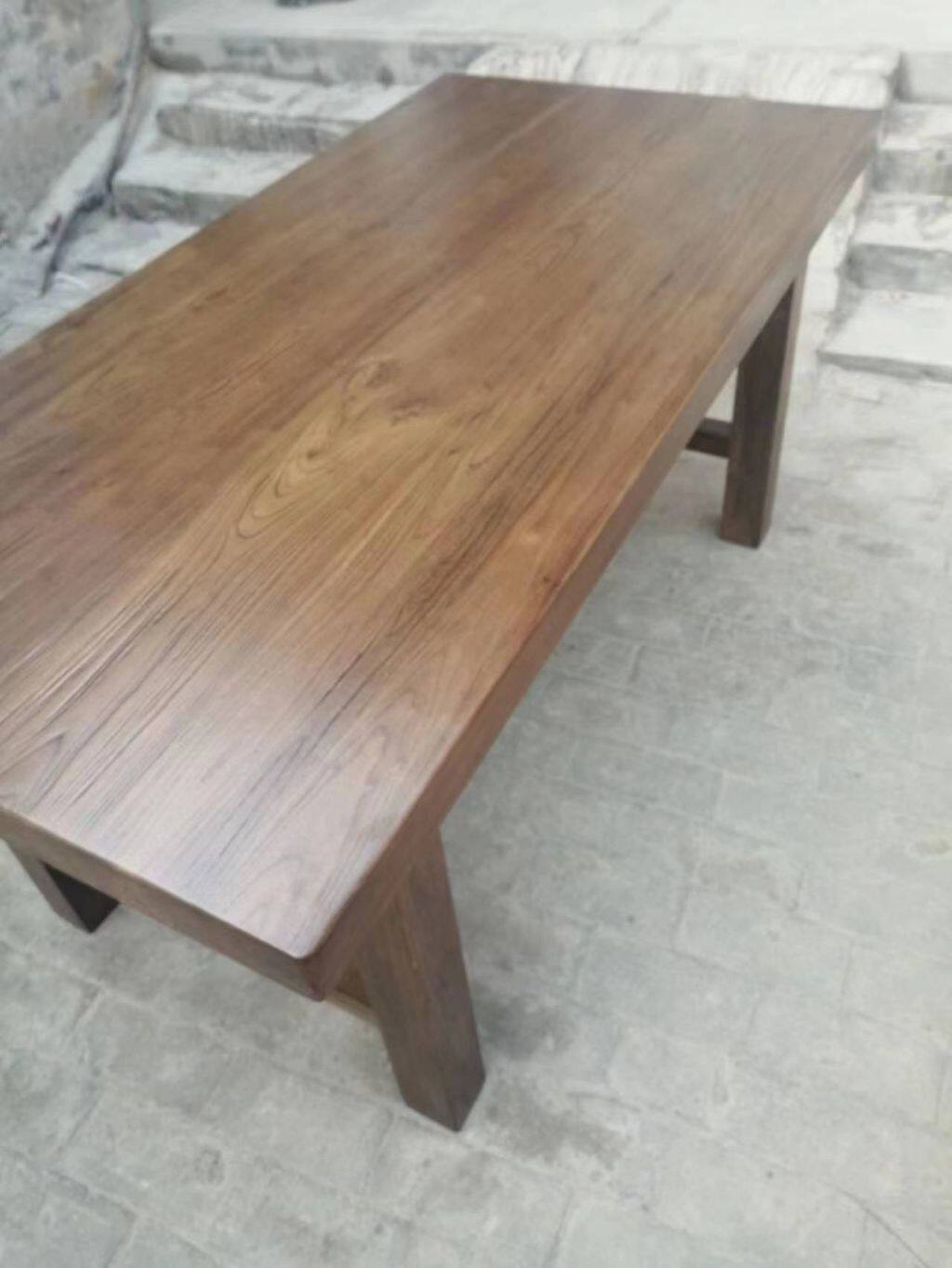 餐桌实木桌子北方老榆木桌子方桌吧台餐厅饭店桌全套高台桌客厅饭