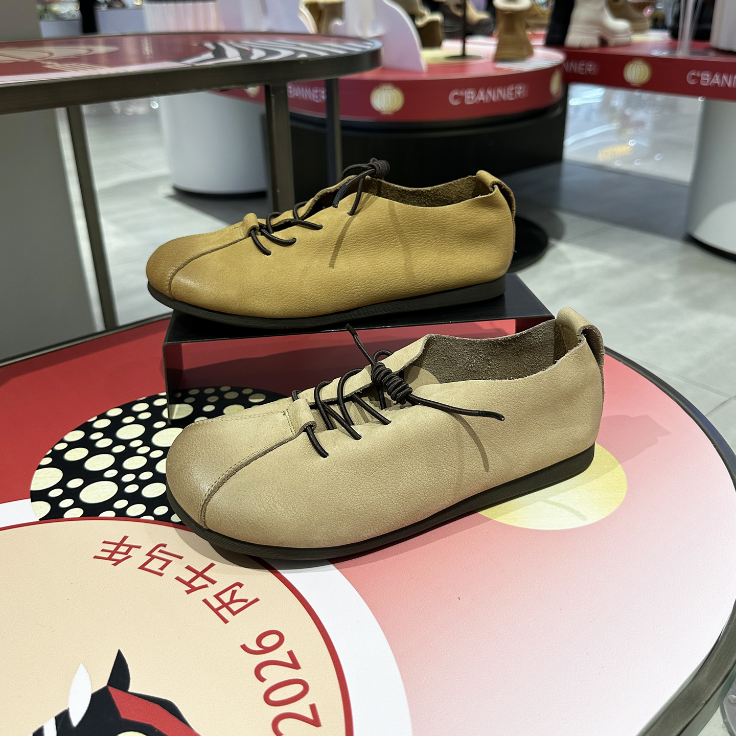 千百度女鞋勃肯鞋女真皮复古2026春季新款休闲软底平底A26112307,女鞋,深口单鞋,淘宝优惠券,粉丝福利购,淘宝优惠卷