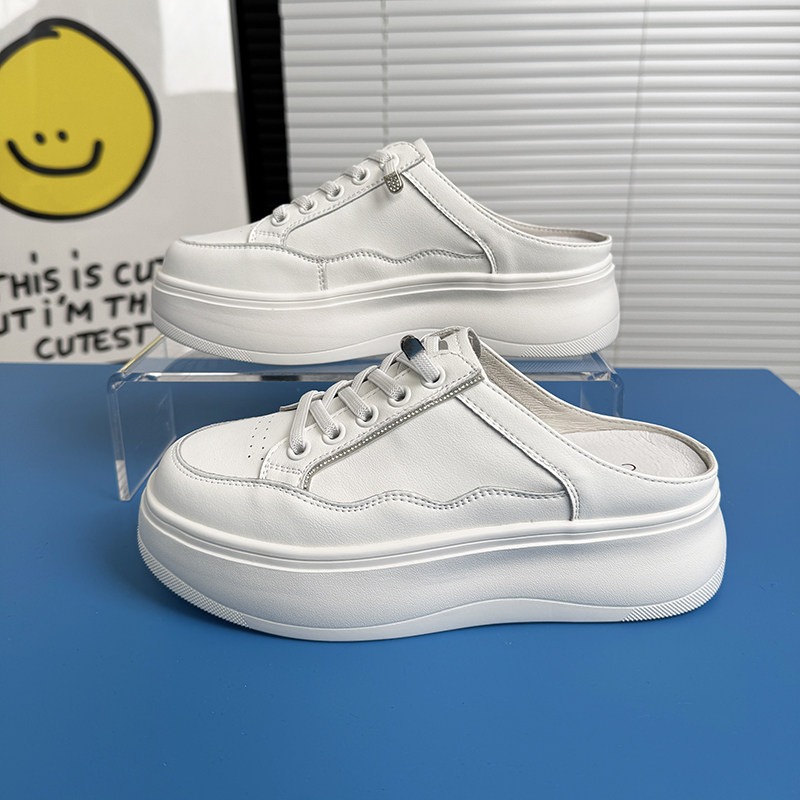 千百度女鞋包头凉鞋女2025新款平底厚底后空单鞋女增高A25212176