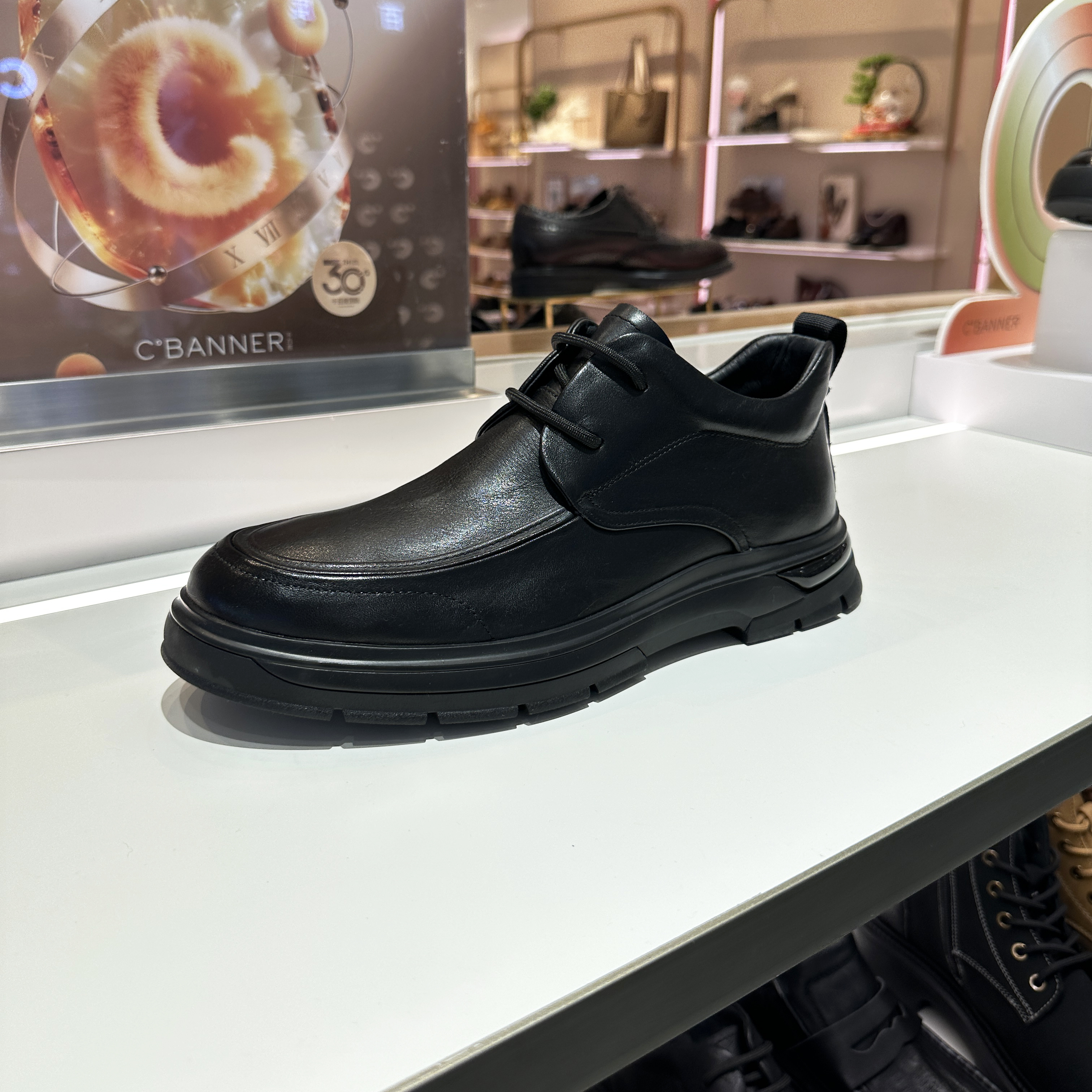 商场同款正品千百度男鞋加绒皮鞋