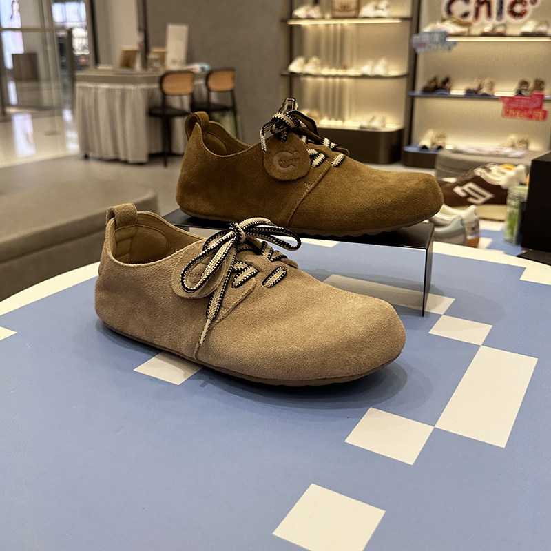 CBANNER千百度女鞋勃肯鞋女2024秋冬黑色真皮全包软底A24480907