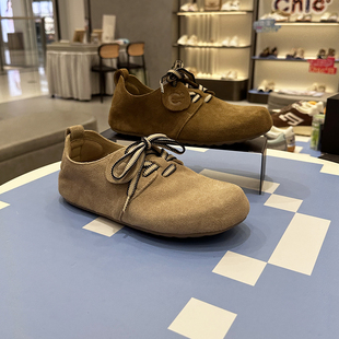 CBANNER千百度女鞋勃肯鞋女2024秋冬黑色真皮全包软底A24480907