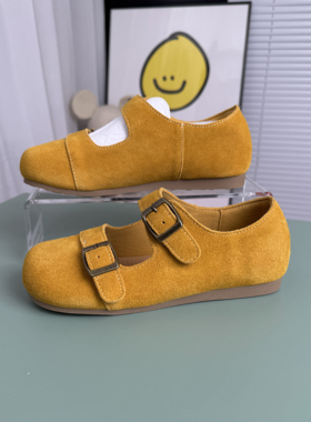 EBLAN伊伴女鞋复古单鞋2025新款美拉德黄色英伦质感爆款B25431910