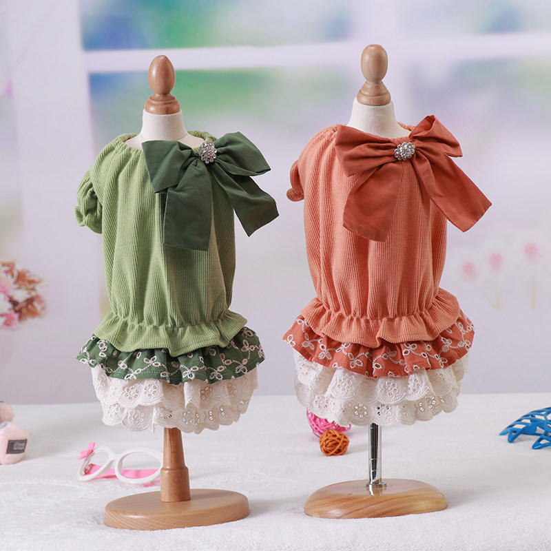 吉米娃娃狗狗衣服连身裙蝴蝶结
