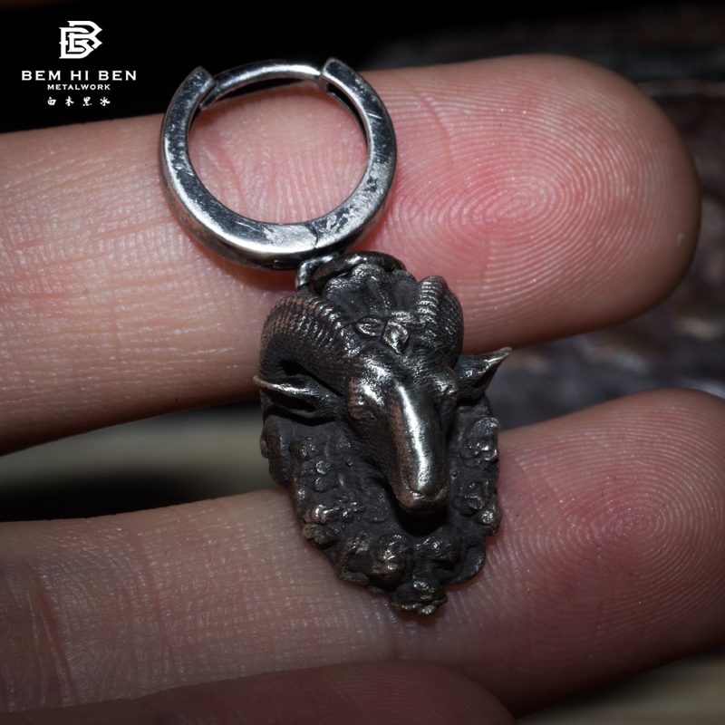 白木黑冰原创撒旦羊角耳坠特色朋