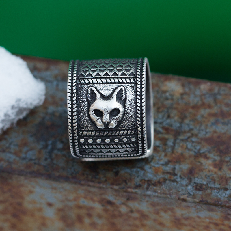 白木黑冰原创设计宽面情侣对戒