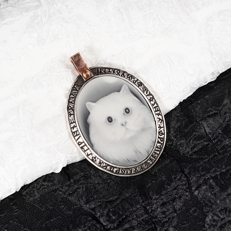 白木黑冰朋克风潮流情侣猫牌单坠