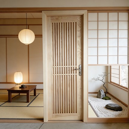 白蜡木全纯原木门 新中式 现代禅意风原木门卧室门室内门厂家直销