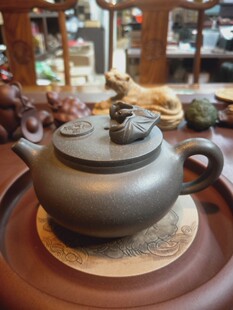 宜兴紫砂壶全手工制作黄龙山原矿民国绿泥福在眼前曾善平