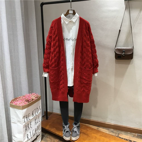 Осенний модный красный оберег на день рождения, куртка, длинный лонгслив, свитер, кардиган, 2022, V-образный вырез, средней длины