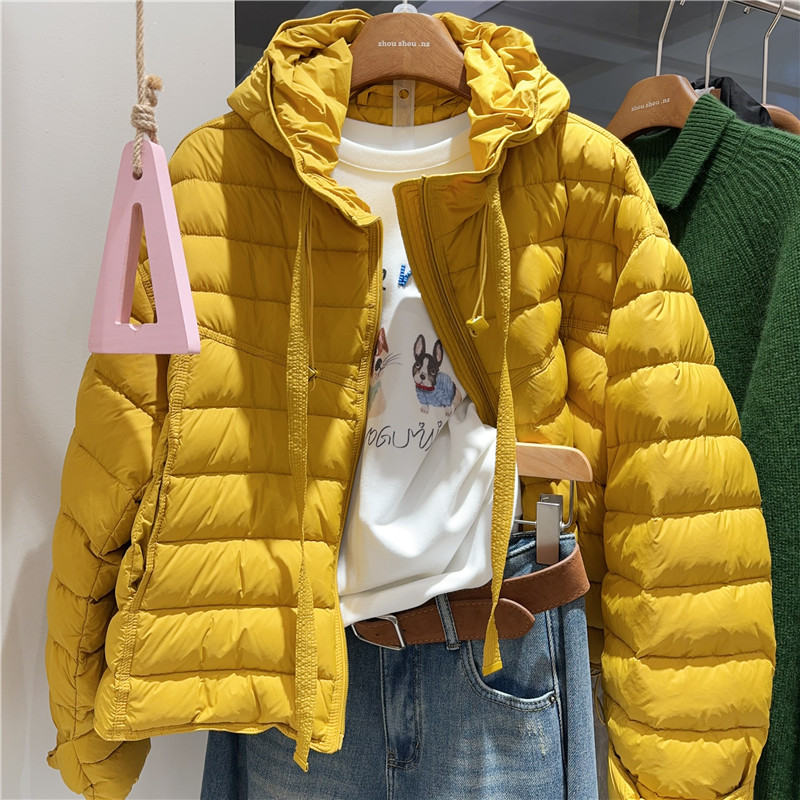 拉链连帽抽绳白鸭绒排骨羽绒服