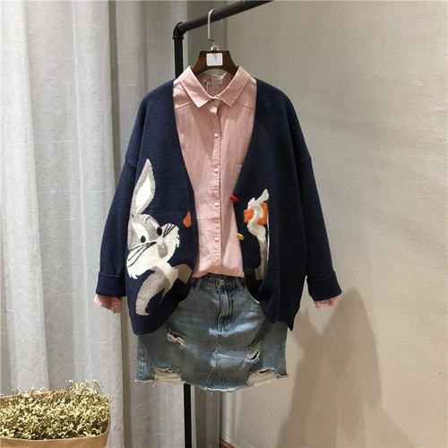 Демисезонный шерстяной свитер, кардиган, трикотажная куртка для школьников, в западном стиле, V-образный вырез