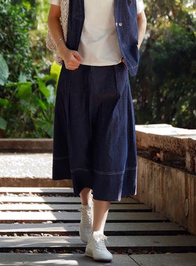掂量女装 春夏新款文艺百搭深蓝色天丝棉半身裙中长款L2V01S14152