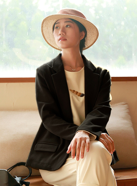 掂量女装 秋季新款美德拉色小西装文艺风长袖黑色外套H3V03K11209