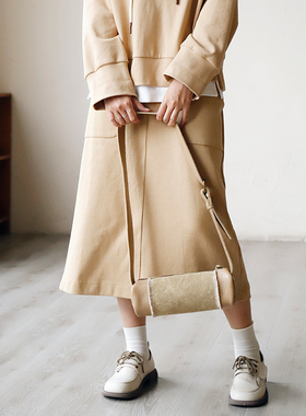 掂量女装文艺半身裙女春秋新款松紧腰A字裙小个子长裙H3V02S11175