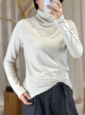掂量女装秋季新款简约休闲高领T恤打底衫显瘦百搭上衣Y4V01T13996