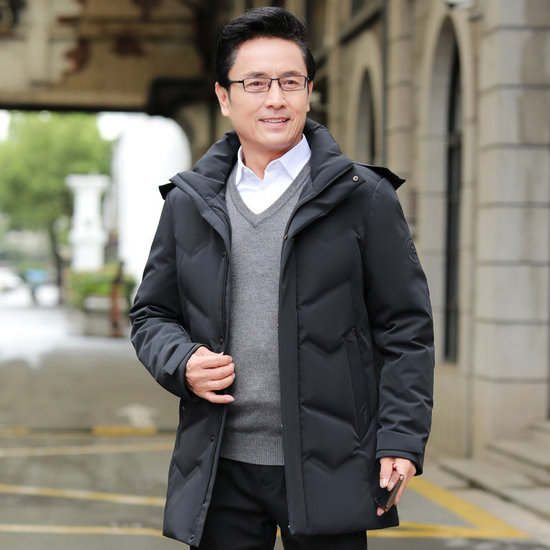 2003/P225休闲羽绒服男爸爸中长款羽绒衣外套商务中老年男装,男装羽绒服,星座1216