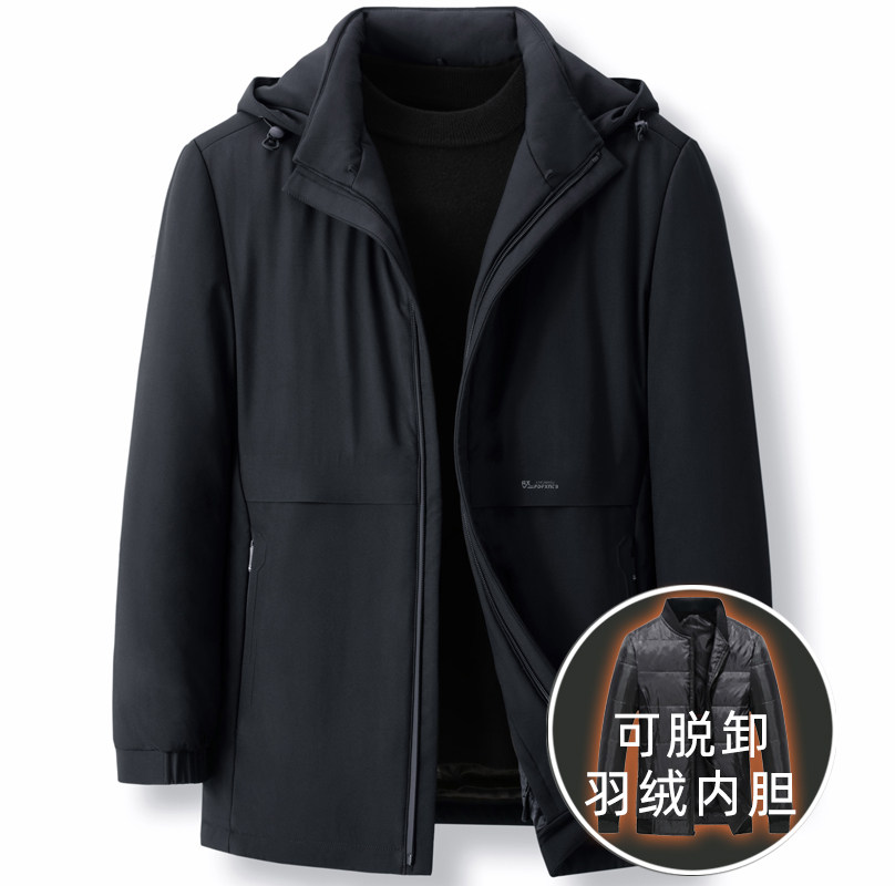 可脱内胆羽绒服！8218/P168商务爸爸羽绒服中老年中长款外套,男装羽绒服,星座1216