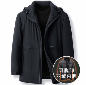 可脱内胆羽绒服！8218/P168商务爸爸羽绒服中老年中长款外套图片