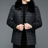 8122/P200羽绒大衣男爸爸中长款呢外套老人羊毛风衣父亲商务装，男装毛呢大衣，星座1216