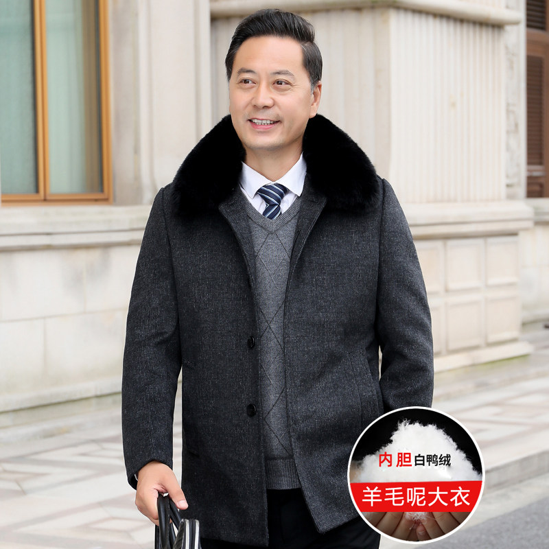 8121/P200羽绒内胆羊毛呢大衣爸爸大衣中老年爷爷冬装外套风衣,男装毛呢大衣,星座1216
