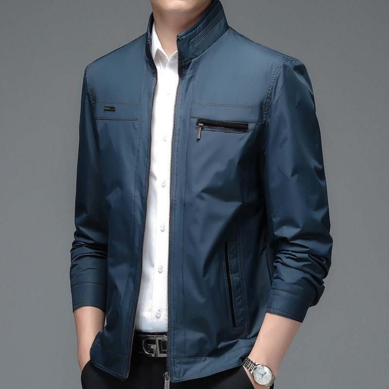 510/P60男士春秋商务休闲夹克中老年外套爸爸立领茄克上装，男装夹克，星座1216