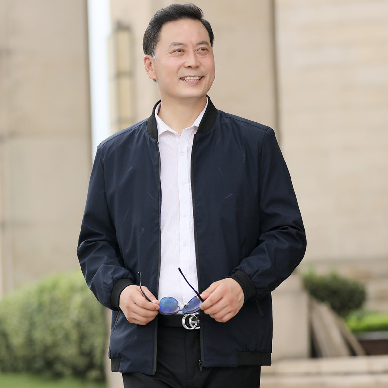 283/P40商务休闲外套2023新款夹克中年男士棒球服薄款上衣茄克图片