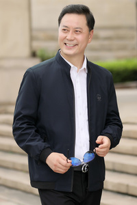 主推款285/P40商务立领休闲夹克男中老年爸爸装秋季新款纯色外套图片